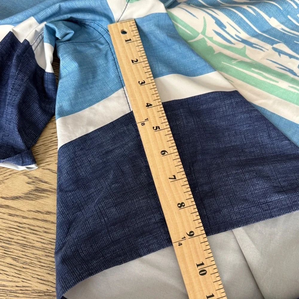 Vineyard Vines Mens Blue Marlin Shark Stripe Board Shorts Swim Trunks Size 36